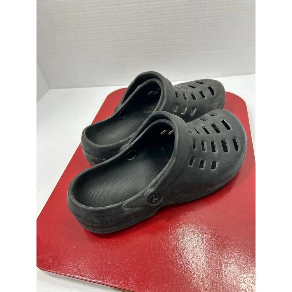 Airwalk Perforated Clog Shoes M9 W11 Black Slip On Heel Strap Gorpcore Utility